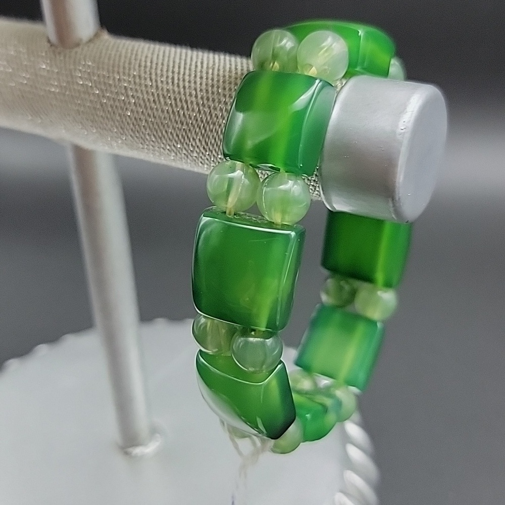 Green Jade & Aventurine 235 Cts Stretchable Natural Gemstone Beaded Bracelet Men